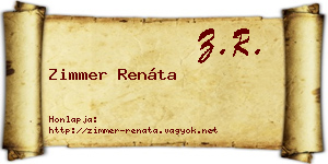 Zimmer Renáta névjegykártya